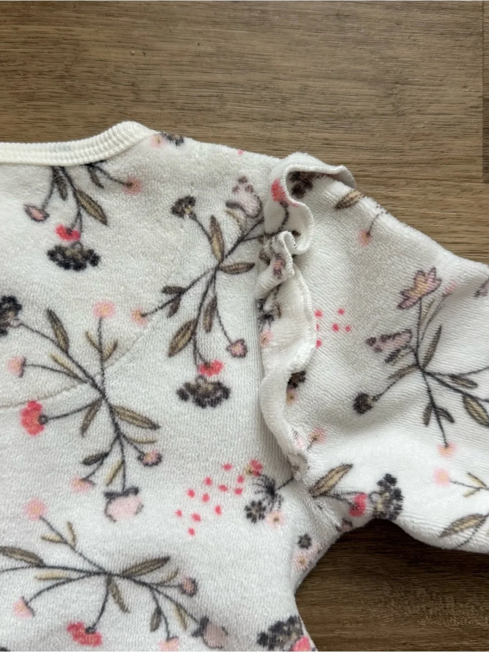 Magnetic Me Terry Floral Footie 6-9months One-Piece in White Pink Grey